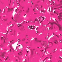 Fototapeta na wymiar Abstract texture of glass surface magenta color. Glossy surface of water. Texture of liquid molten gold. Square image. 3D image. 3D rendering.