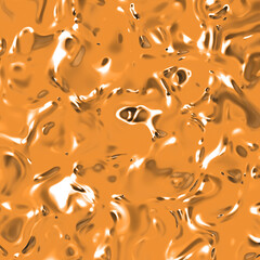 abstract texture of glass surface of yellow color. Glossy surface of water. Texture of liquid molten gold. Square image. 3D image. 3D rendering.