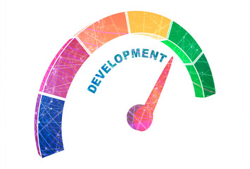 Development level meter. Economy and financial concept