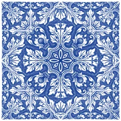 Stof per meter Azulejos Portuguese watercolor © yuliana_s