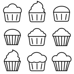 Muffin line icon, vector logo isolated on white background