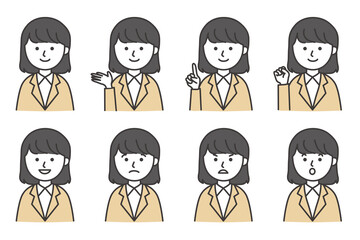 女性 スーツ 会社員 ビジネス イラスト ベクター AI 素材