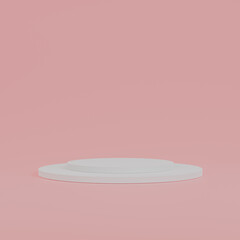White podium minimal abstract zen style on pink background for product, 3d rendering geometric shape, Stage for awards on website in modern	