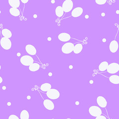 White shadows of balloons and small circles on a lilac background, vector pattern for decor, fabric, textile, paper, children