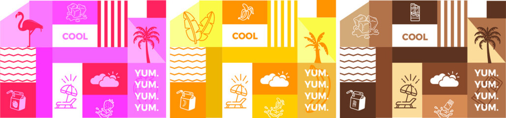 Naklejka premium Summer colorful patterns