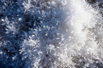close up of frozen ice crystals in winter