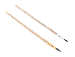 Two paint brushes isolated on a white
