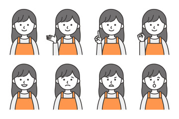 女性 エプロン 人物 イラスト ベクター AI 素材