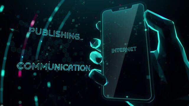 Digital Press with digital technology hitech concept