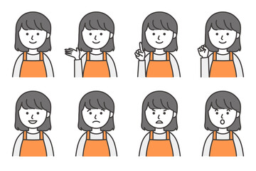 女性 エプロン 人物 イラスト ベクター AI 素材