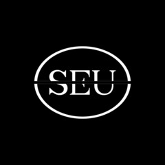 SEU letter logo design with black background in illustrator, vector logo modern alphabet font overlap style. calligraphy designs for logo, Poster, Invitation, etc.	