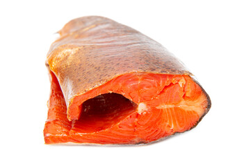 Smoked trout fish isolated on a white background.