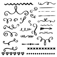 Vector calligraphic set of elements, swirls and decorations