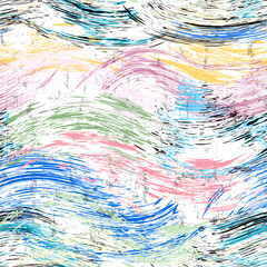 Materiał do szycia seamless pattern background with waves, paint strokes and splashes