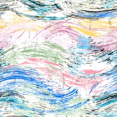 Rolgordijnen seamless pattern background with waves, paint strokes and splashes © Kirsten Hinte