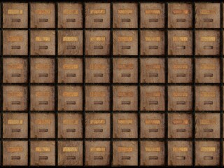 3d rendering of antique chest used to store chinese medicinal herbs