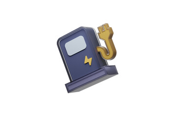 3D Isolated Electric Charging Station Car EV Render Illustration on White Background