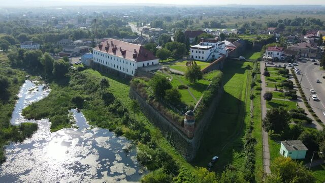 Aerial shot Dubno Castle, Ukraine