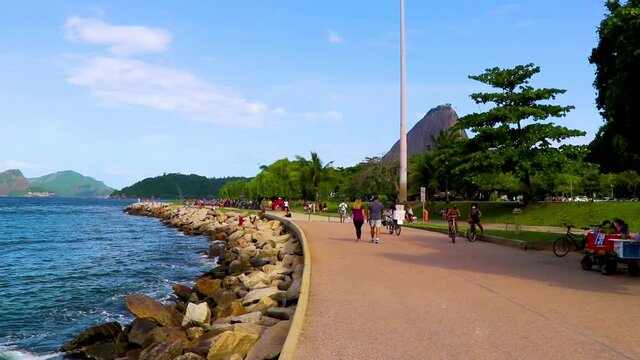 Flamengo Beach panorama view and cityscape Rio de Janeiro Brazil.