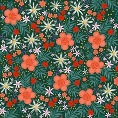 Flower pattern background, with summer vibe. Floral vector, unique art decoration.