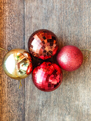 bright balls on an old wooden board
