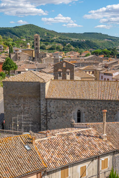 view of the roofs of the town onano, italy