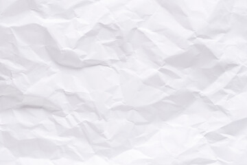 White crumpled paper texture background.