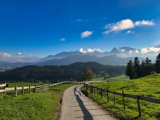 Fototapeta na wymiar Beautiful green landscape in the German Allgäu mountains