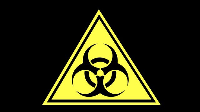 Loop animation of the biohazard symbol, on a transparent background