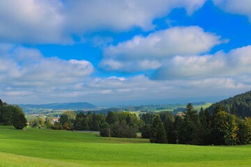 Beautiful green landscape in the German Allg&auml;u mountains