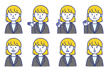 女性 スーツ カットソー シャツ 会社員 ビジネス イラスト ベクター AI 素材