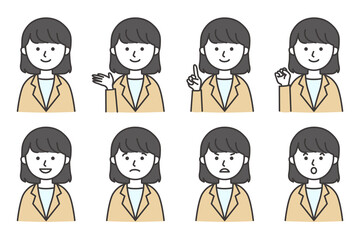 女性 スーツ カットソー シャツ 会社員 ビジネス イラスト ベクター AI 素材