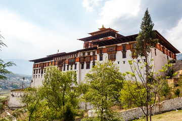 Obraz premium Exterior of Rinpun Dzong monastery in Paro, Bhutan, Asia