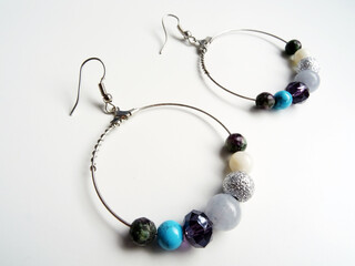 Vintage Earrings with Gemstone Beads