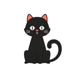 Black cat cartoon vector. Cat on white background.