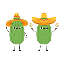Cactus character design. Cactus cartoon vector.