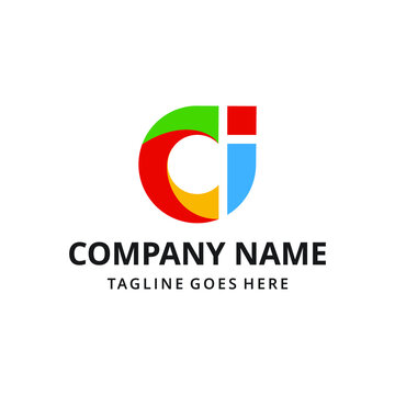 Creative modern abstract illustration of initials CI with circle. logo design template