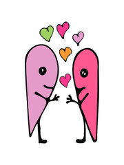 Doodle hearts, funny, hand-drawn love heart collection.