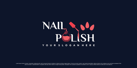 Nail polish logo design for beauty nail salon with creative modern concept Premium Vector