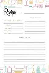 Blank Recipe Book, Template Blank Pages Sheet Organizer Binder