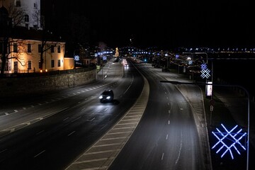 traffic at night in old town