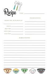 Blank Recipe Book Food Template, Blank Pages Sheet Organizer Binder