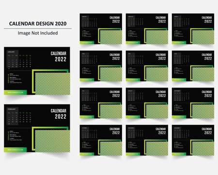 Wall calendar design template for 2022