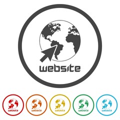 Website word sign isolated on white background, color set