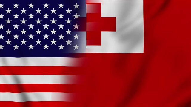 USA and Tongo flag video animation.