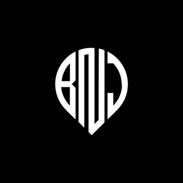 BNJ letter logo design on black background. 
BNJ circle letter logo design with ellipse shape.
BNJ creative initials letter logo concept.BNJ logo vector. 