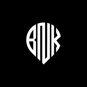 BNK letter logo design on black background. 
BNK circle letter logo design with ellipse shape.
BNK creative initials letter logo concept.BNK logo vector.  