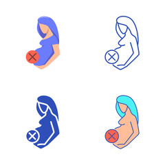 Abortion icon set in flat and line style