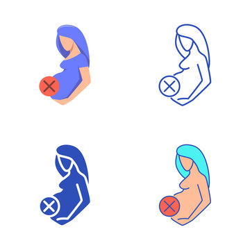 Abortion icon set in flat and line style
