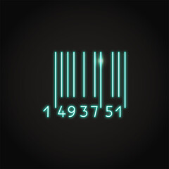 Neon barcode icon in line style